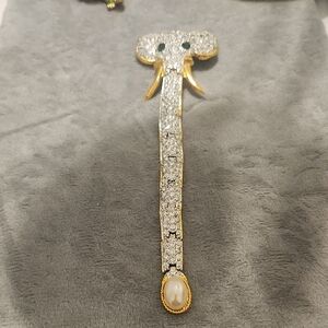 Elegant Gold and Silver Elephant Brooch